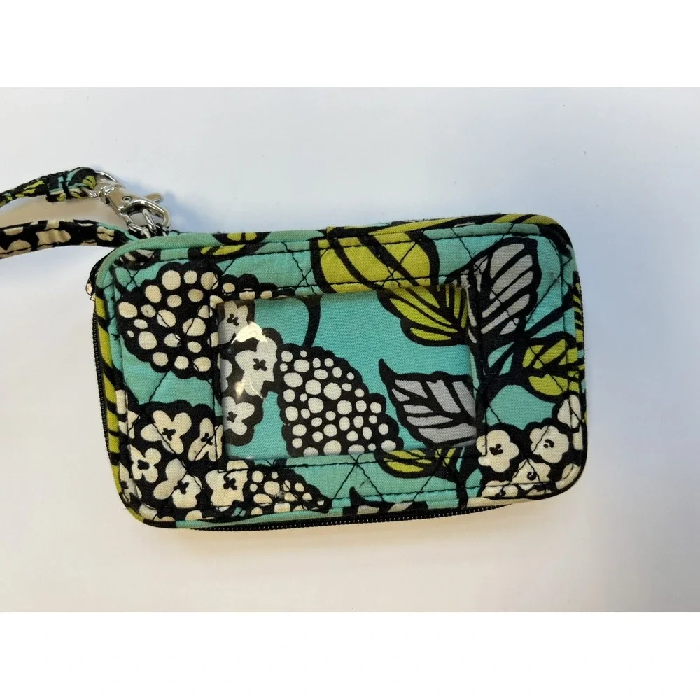 Vera Bradley Island Blooms All‎ In One Wristlet Teal Lime White Black 6